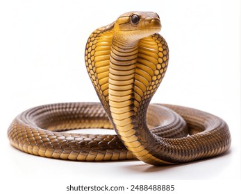 Philippine Cobra (Naja philippinensis) isolated on white background.