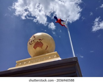 Philippine Flag Waving At The Mactan Shrine Of Lapu Lapu.