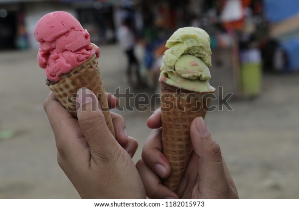 Philippines Baguio Strawberry Ice Cream Stock Photo 1182015973