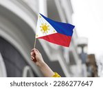philippines flag. Large Philippines flag waving in the wind.