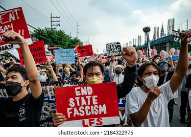 Philippines - July 25, 2022: Filipino Youths Crying Their Demands To The New Administration.