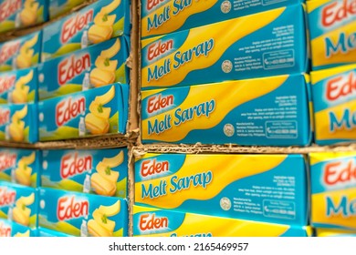 Philippines - May 2022: Boxes Of Eden Processed Filled Cheese For Sale At An Aisle Of A Supermarket.