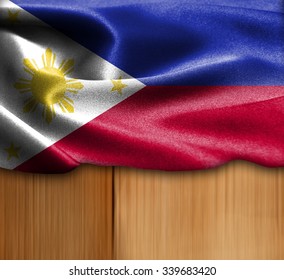 Phillipines Flag On Wood Texture
