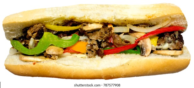 Philly Cheese Steak Sandwich On Hoggie Bun