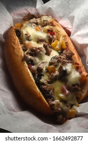 Philly Cheesesteak Sandwich Isolated Vertical