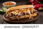 Philly Cheesesteak: Thinly sliced steak and melted cheese piled into a hoagie roll. Often topped with onions and peppers for a savory, satisfying sandwich.