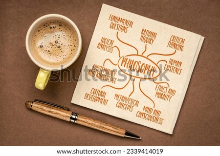 philosophy - infographics or mind map sketch on a napkin with coffee, educational concept