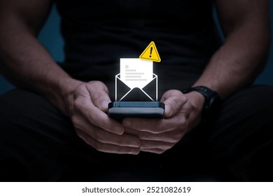 Phishing Alert on Mobile Device. Cybersecurity Warning - Powered by Shutterstock