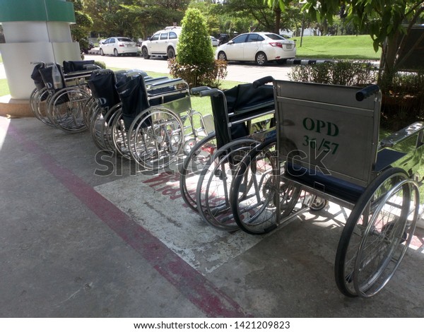 Phitsanulok,Thailand-31 May 2019:wheelchair  for\
sick people.The hospital has wheelchair\
service.