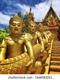 Phnom Penh / Cambodia - August 24, 2019: Golden Temple In Khan Russey Keo