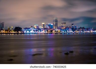 Phnom Penh, Cambodia, October, 2017: The Other Side Of Mekong River With The New Building.