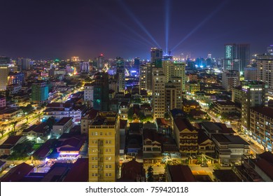 Phnom Penh City At Night,Cambodia