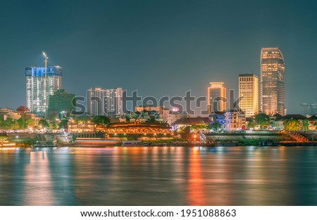 Phnom Penh City, The riverside at night, Cambodia 