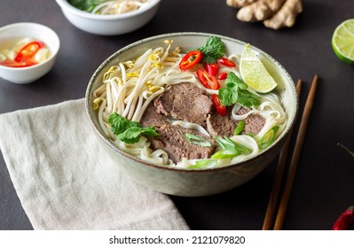 Pho Bo Vietnamese Soup With Beef. Asian Food. National Cuisine