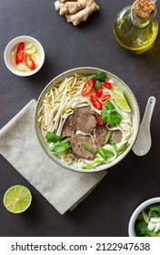 Pho Bo Vietnamese Soup With Beef. Asian Food. National Cuisine