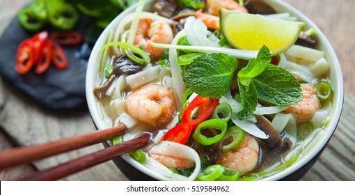 Pho Tom Vietnamese Soup with Prawns.