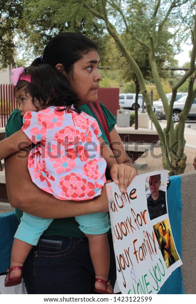 Phoenix, Ariz. / US -\
August 19, 2013: Laura Torres talks about her husband, detained in\
federal immigration raids, hoping to prevent his deportation and\
reunite the family.