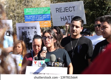 Phoenix, Ariz. / U.S. - February 8, 2018: The Daughter Of Guadalupe García De Rayos Speaks To Media During A Rally Attempting To Prevent Her Mother's Deportation. 4541