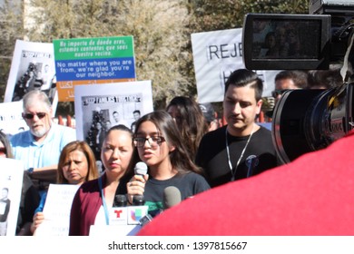 Phoenix, Ariz. / U.S. - February 8, 2018: The Daughter Of Guadalupe García De Rayos Speaks To Media During A Rally Attempting To Prevent Her Mother's Deportation. 4542