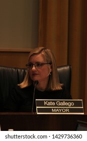 Phoenix, Ariz. / US - June 19, 2019: Mayo Kate Gallego At A City Council Meeting Hearing Community Concerns On Police Violence After Officers Held The Ames Harper Family At Gunpoint. 7121