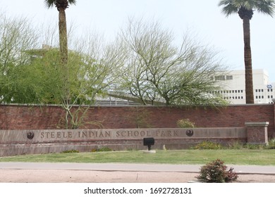 Phoenix, Ariz. / US - March 31, 2020: Entry Signs For Steele Indian School Park. 8660