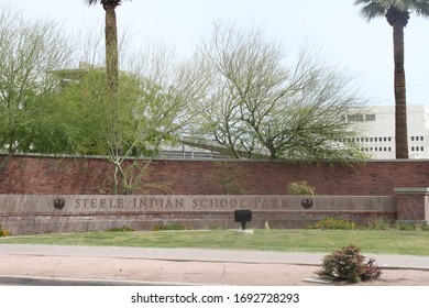 Phoenix, Ariz. / US - March 31, 2020: Entry Signs For Steele Indian School Park. 8659