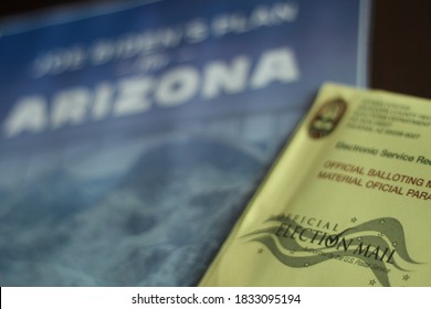 Phoenix, Ariz. / USA - October 13, 2020: A 2020 election ballot and related election mailings. 1342