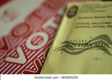 Phoenix, Ariz. / USA - October 13, 2020: A 2020 Election Ballot And Related Paperwork Sent By Official Election Mail. 1334