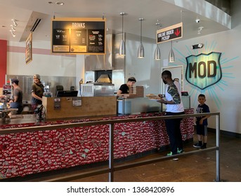 Phoenix, Arizona, April 13, 2019: Inside The Mod Pizza Chain Restaurant