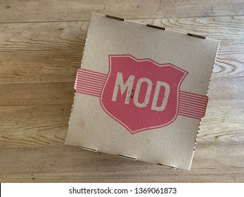 Phoenix, Arizona, April 13, 2019: Top Of Mod Pizza Box With Logo