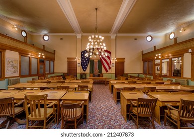 PHOENIX, ARIZONA - AUGUST 6: Interior Of The Original House Of Representatives In The Arizona State Capitol Building On August 6, 2014 In Phoenix, Arizona