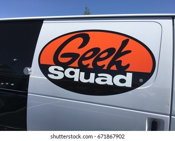 PHOENIX, ARIZONA, JULY 4, 2017: Best Buy Geek Squad Logo On Truck