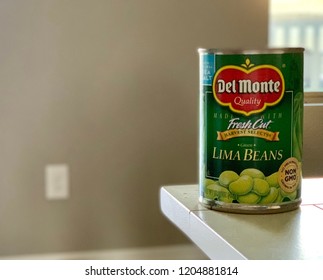 Phoenix, Arizona, October 9, 2018: Can Of Del Monte Lima Beans