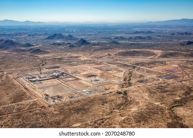 Phoenix, Arizona Rising From The Ashes Of The Desert Floor With A Major Construction Project Viewed From Above