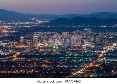 Phoenix, Arizona, United States - August 16, 2017: Downtown Phoenix At Night.