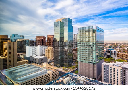 Phoenix, Arizona, USA cityscape in downtown in the afternoon.