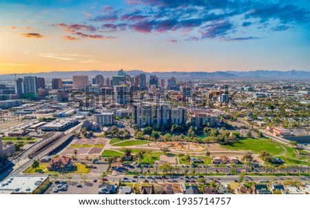 Phoenix, Arizona, USA Downtown Skyline Aerial.