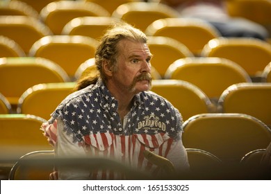 Phoenix, Arizona / USA- Feb 19 2020: President Donald Trump Supporters During A Campaign Rally At Veterans Memorial Coliseum.