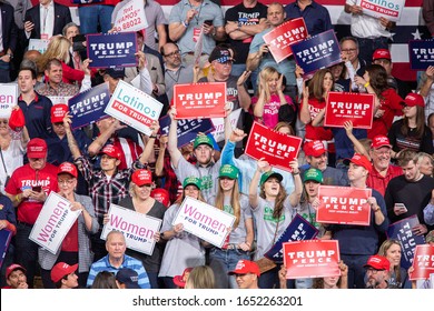 Phoenix, Arizona / USA- Feb 19 2020: President Donald Trump Speaks During A Campaign Rally At Veterans Memorial Coliseum