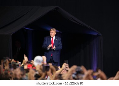 Phoenix, Arizona / USA- Feb 19 2020: President Donald Trump Speaks During A Campaign Rally At Veterans Memorial Coliseum