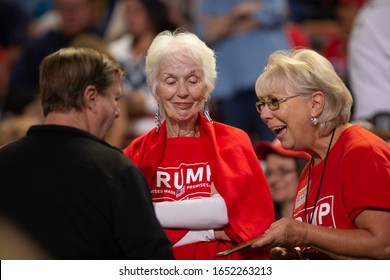 Phoenix, Arizona / USA- Feb 19 2020: President Donald Trump Speaks During A Campaign Rally At Veterans Memorial Coliseum