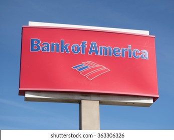 Phoenix, Arizona / USA - January 15, 2016: Sign of Bank of America on a street pylon in Phoenix. 