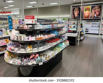 Phoenix, Arizona USA- March 3, 2021: A Local Target Retail Store Featured An Upgraded Beauty Department, With A Section Dedicated To Mini Beauty Products A D Large Open Spaces And Fresh Design.