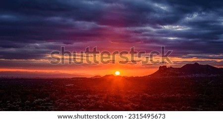 Phoenix Arizona valley sunset as seen from the east sector, Apache Junction.