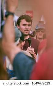 Phoenix, Arizona/USA - November 06 2020: Charlie Kirk, Of Turning Point USA, Speaks At Protect The Vote Rally Outside Maricopa County Elections Department HQ.