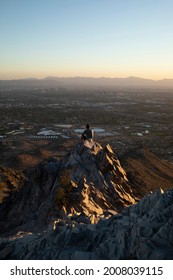 PHOENIX, AZ - JULY 14, 2021: View Overlooking The Downtown Phoenix Skyline From Piestawa Peak.