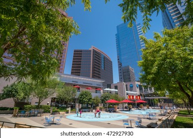 PHOENIX, AZ - JULY 16, 2016: Sunny  Day And Clear Blue Sky Above Business Center And Tall Skyscrapers In Downtown Capital City Of Phoenix, Arizona On July 16, 2016