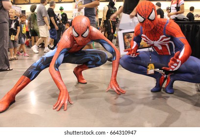 Phoenix, AZ May 28, 2017 Two Cosplayers As 'Spiderman' At Phoenix Comic Con 2017.
