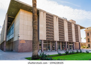 Phoenix, AZ - Nov. 30, 2019: The State Senate Building Is Directly Beside The Arizona State Capitol Building.