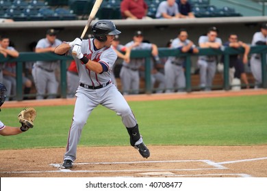 PHOENIX, AZ - NOVEMBER 4: Brandon Hicks, A Top Prospect At Shortstop In The Atlanta Braves' Farm System, Bats In An Arizona Fall League Game Nov. 4, 2009 At Phoenix Municipal Stadium, Arizona.